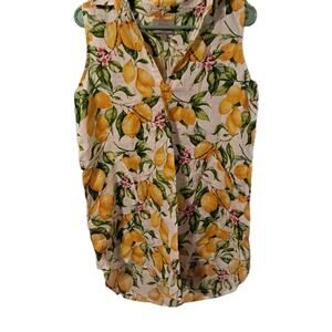 Forcynthia Beachwear 100% Linen Sleeveless Tunic Top Sz Med. Lemons Boho